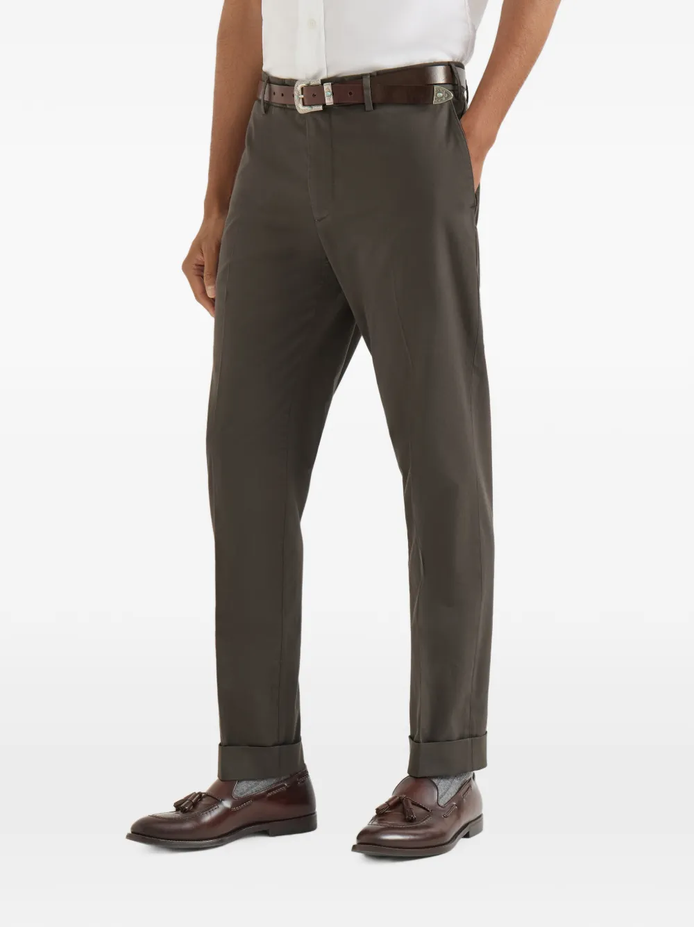 Brunello Cucinelli Gabardine broek van Amerikaans Pima katoen Bruin