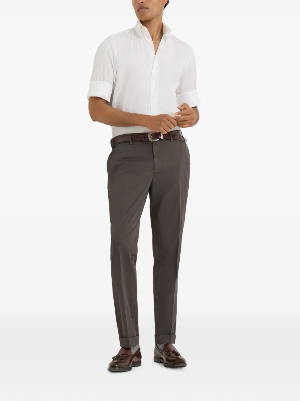 Brunello Cucinelli Gabardine broek van Amerikaans Pima katoen Bruin