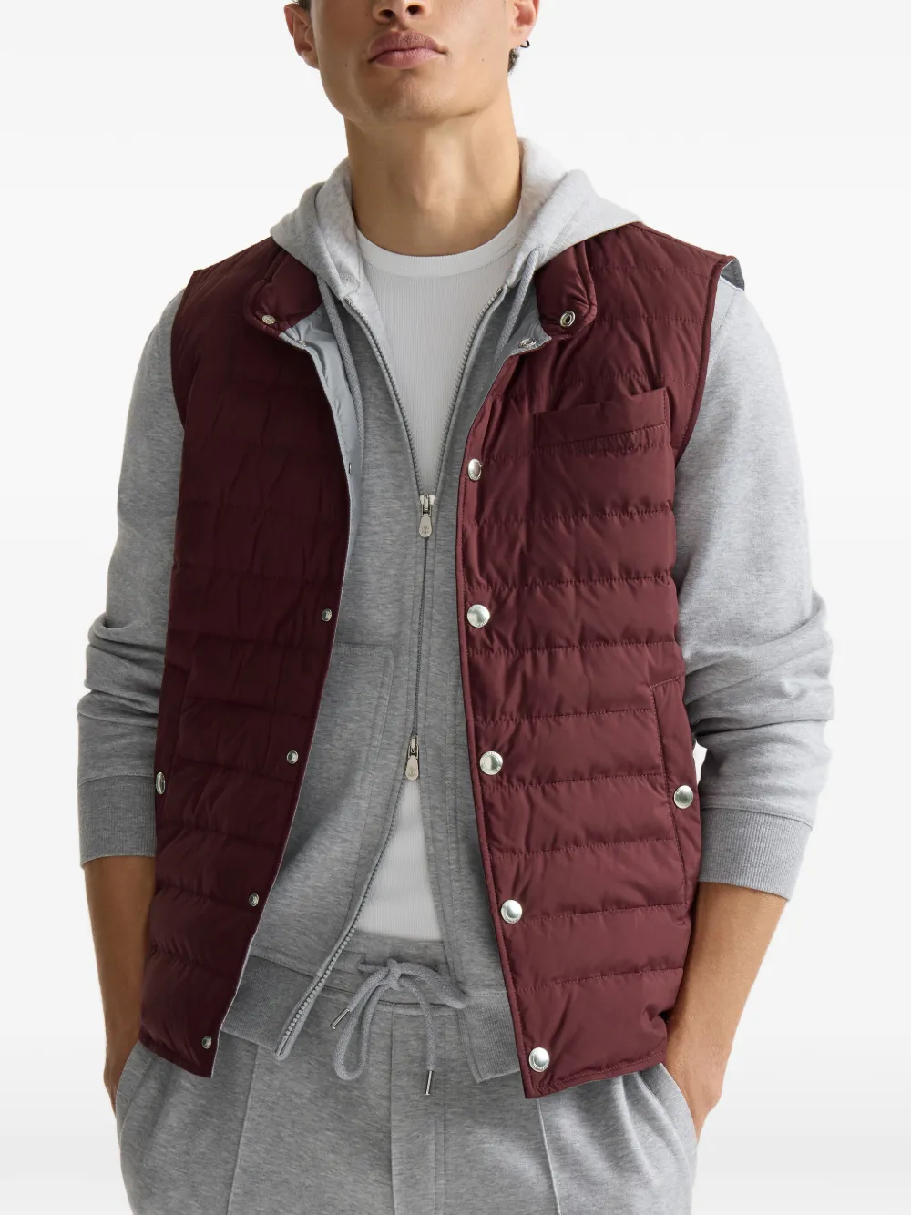 Brunello Cucinelli Lichtgewicht techno stoffen bodywarmer Rood