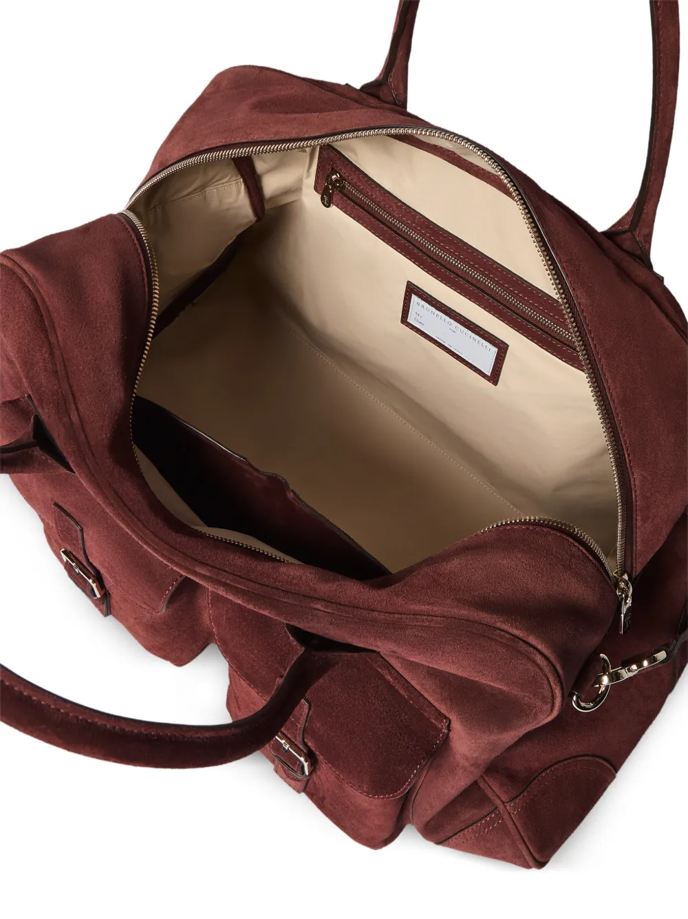 Brunello Cucinelli Suède weekendtas Bruin