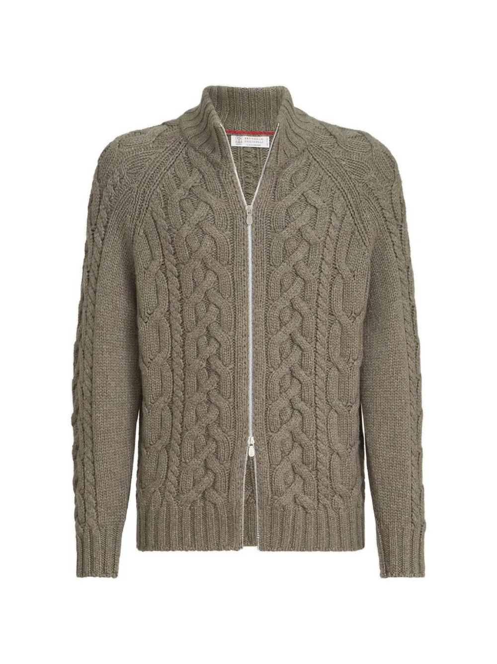 Brunello Cucinelli Cardigan in cashmere Feather in maglia intrecciata con zip - Verde
