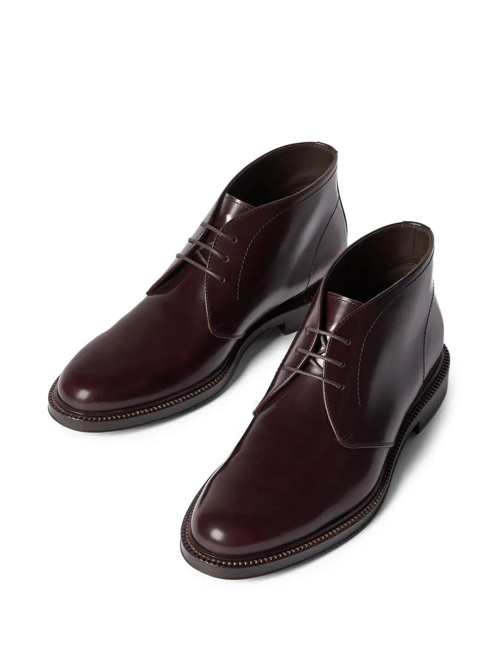 Brunello Cucinelli Chukka laarzen met gepolijste kalfsleer Rood