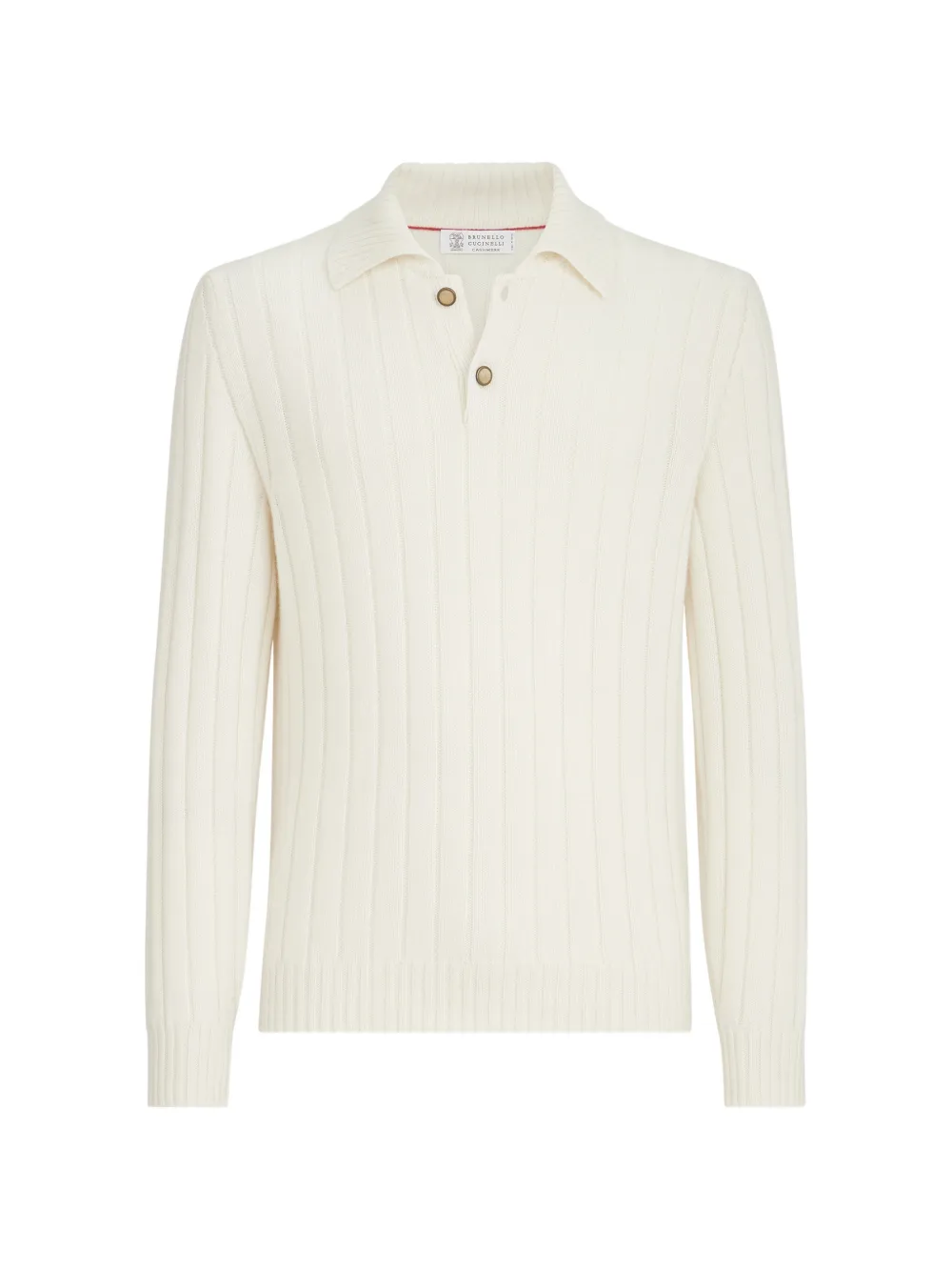Brunello Cucinelli cashmere ribbed knit polo shirt - Neutrals