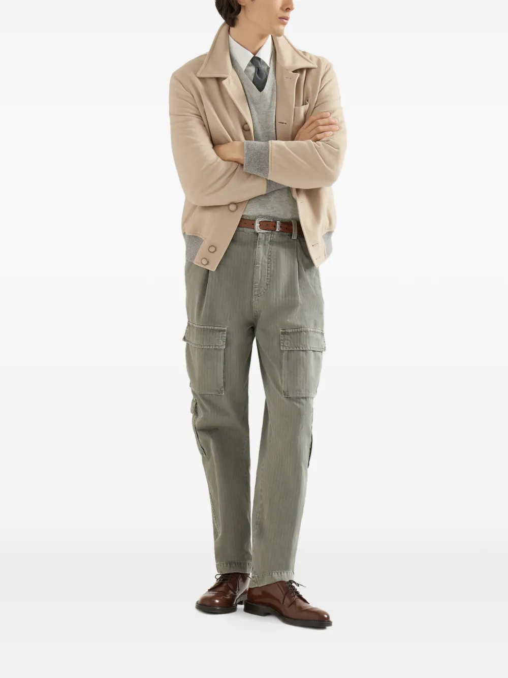 Brunello Cucinelli Lichtgewicht scheerwollen jas Beige
