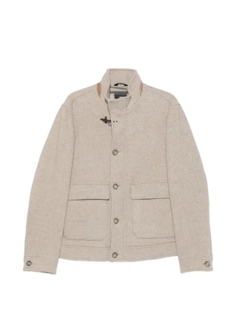 Fay herringbone-weave lobster-clasp coat