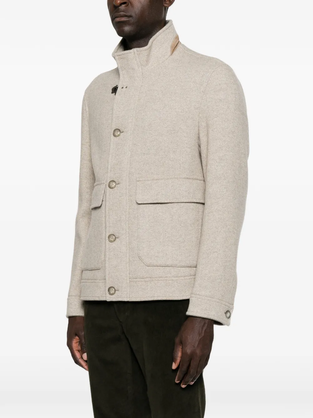 Fay Jas met visgraatpatroon en kreeftsluiting Beige