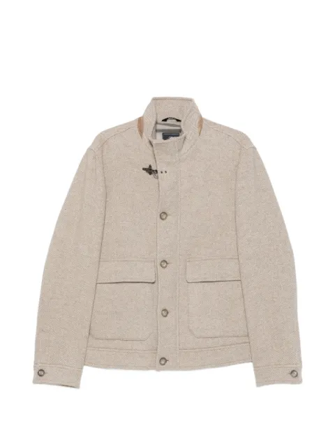 Fay herringbone-weave lobster-clasp coat