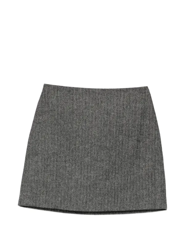 BLAZÉ Milano Herringbone-pattern Mini Skirt in Grey
