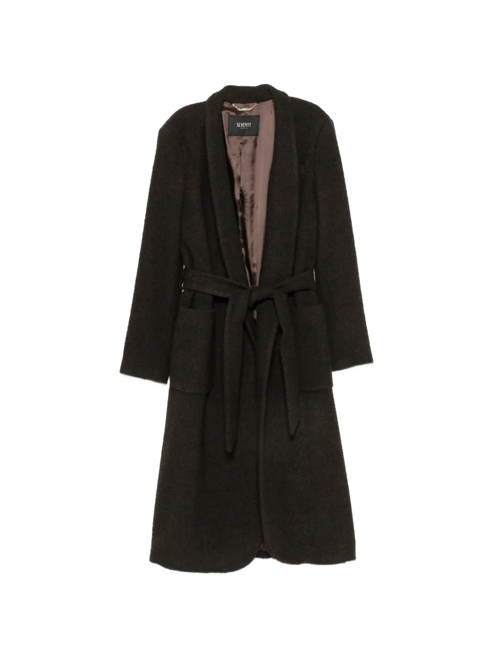 Seventy belted shawl-lapel coat - Marrone