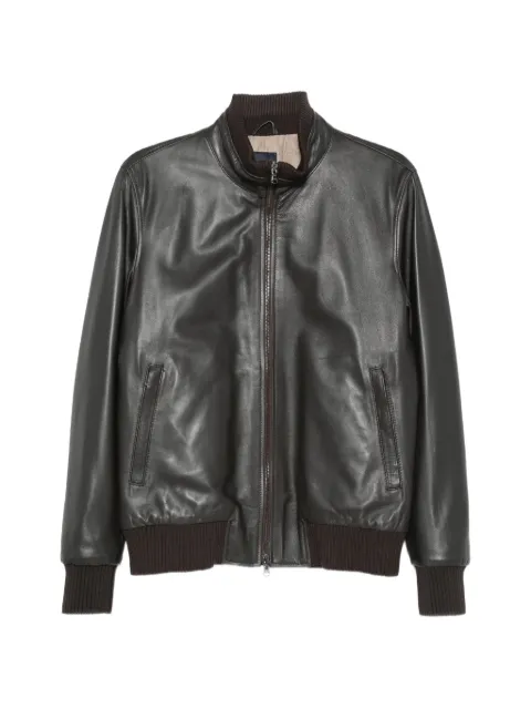 Barba zip-up leather jacket