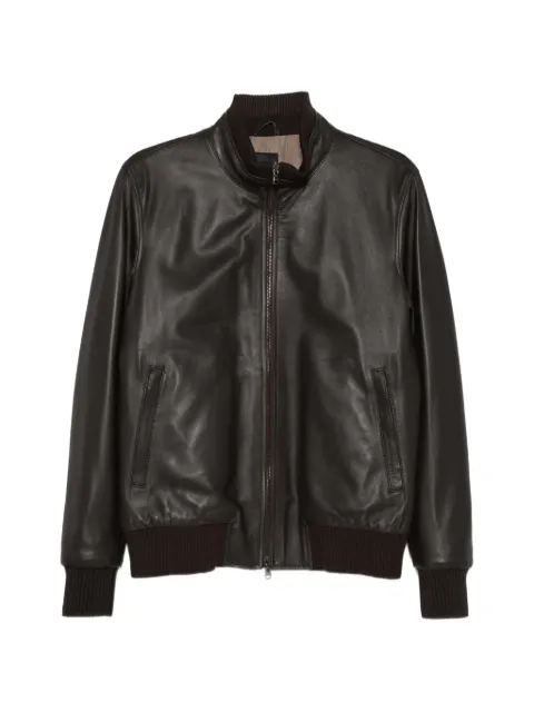 Barba zip-up leather jacket