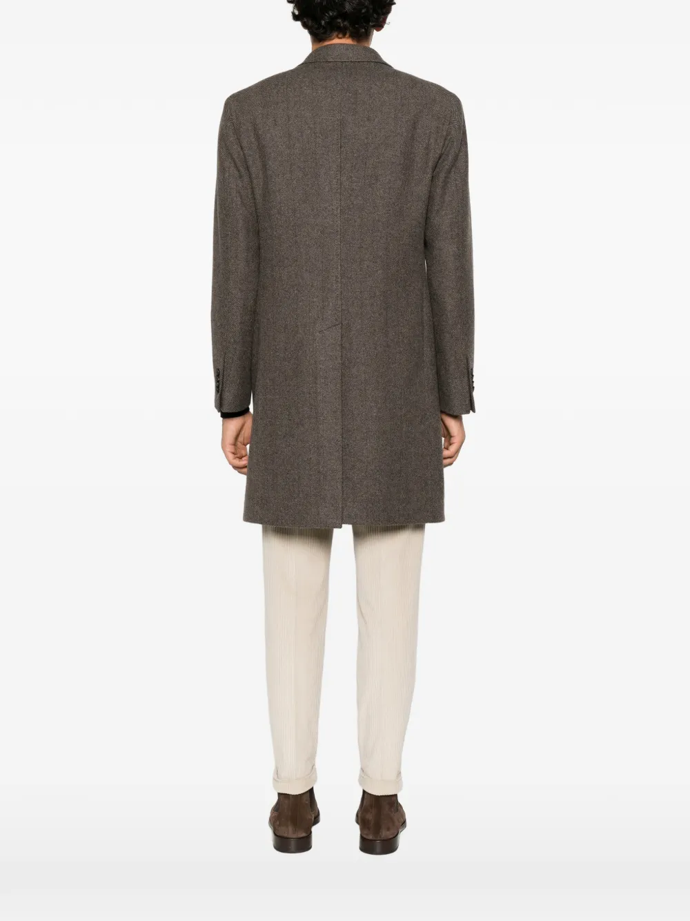 Tagliatore double-breasted herringbone coat Bruin