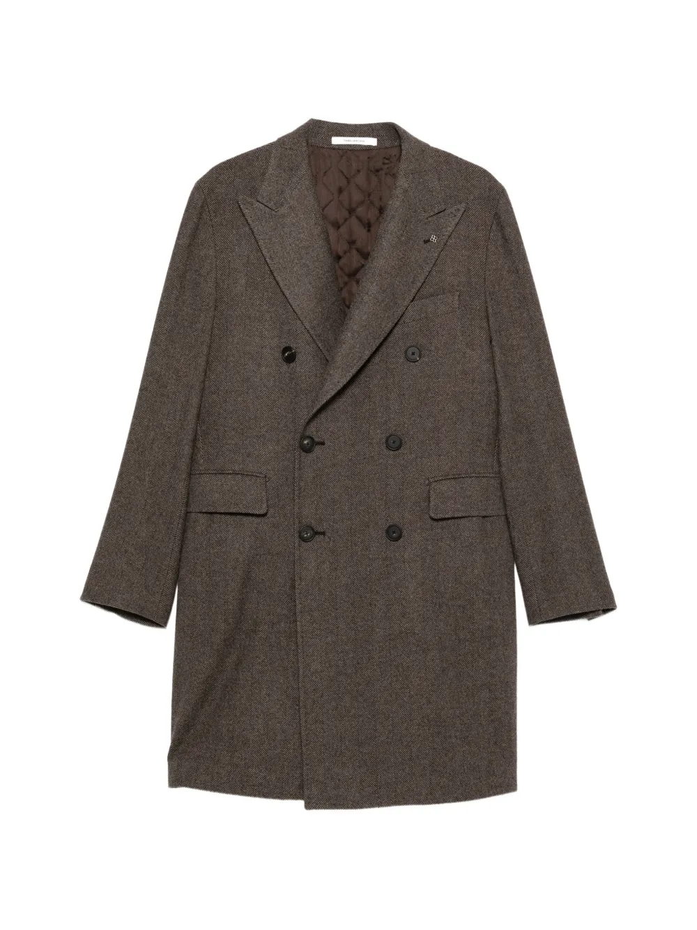 Tagliatore double-breasted herringbone coat Bruin