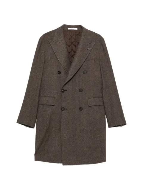 Tagliatore double-breasted herringbone coat