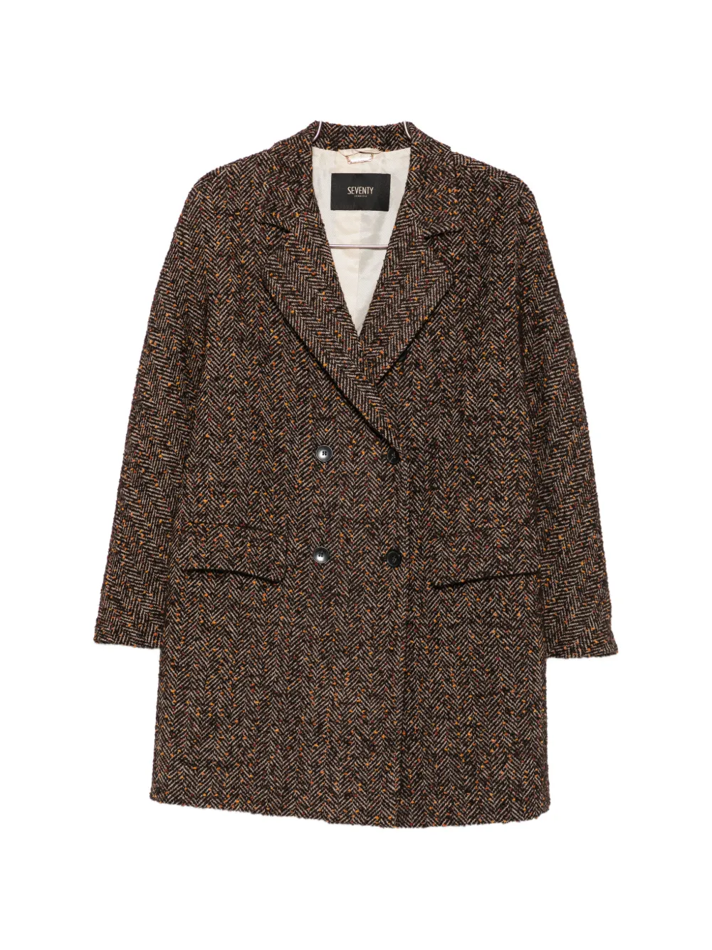 Seventy herringbone double-breasted coat - Braun