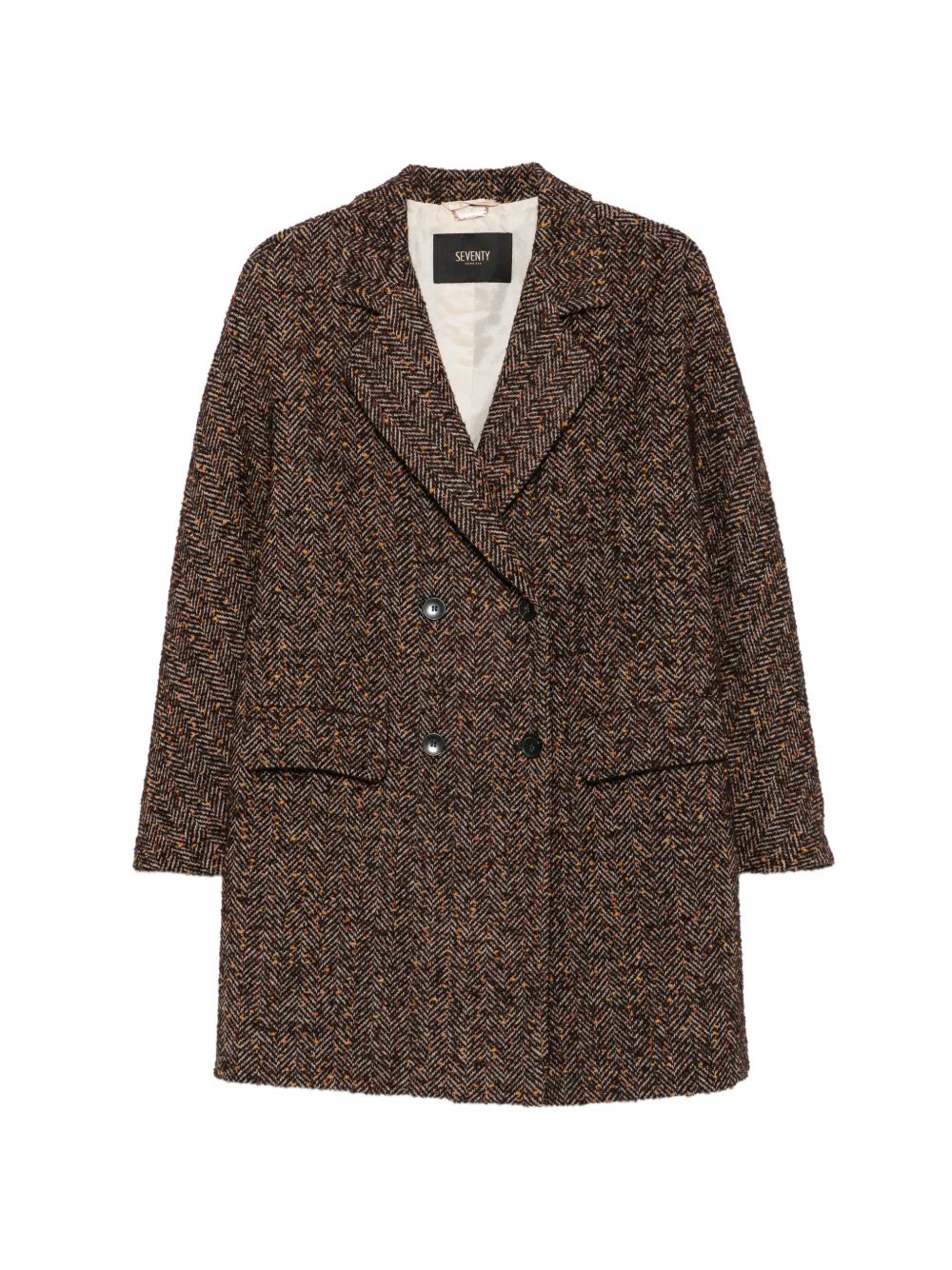 Seventy herringbone double-breasted coat - Marrone