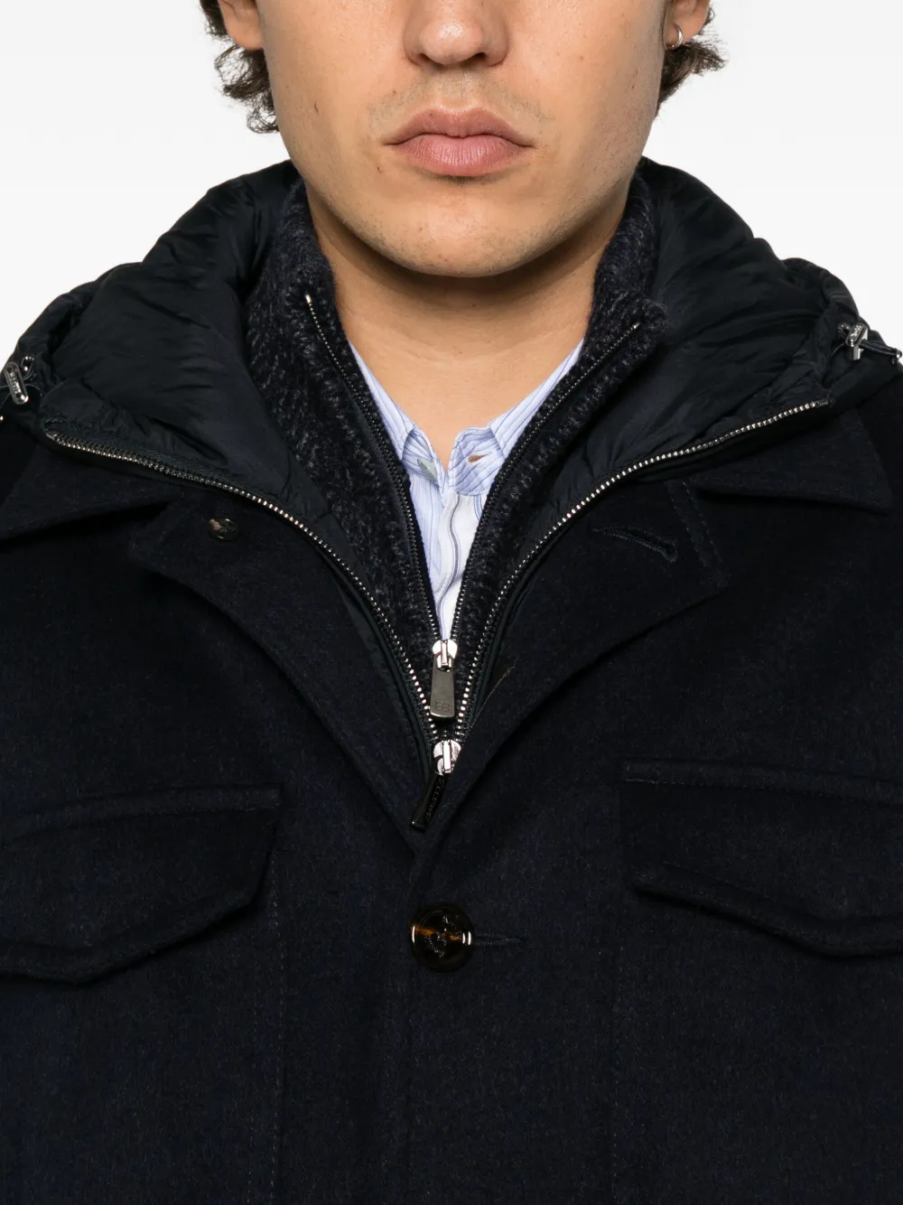Moorer hooded button-up jacket Blauw