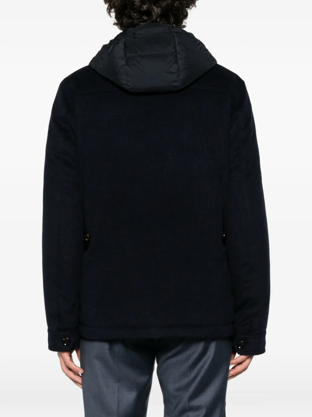 Moorer hooded button-up jacket Blauw