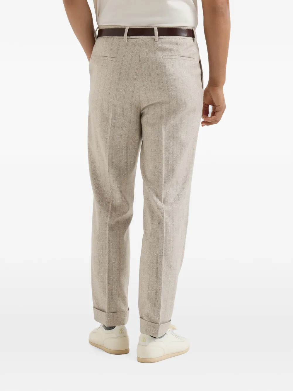 Brunello Cucinelli Plooibroek met krijtstreep Beige