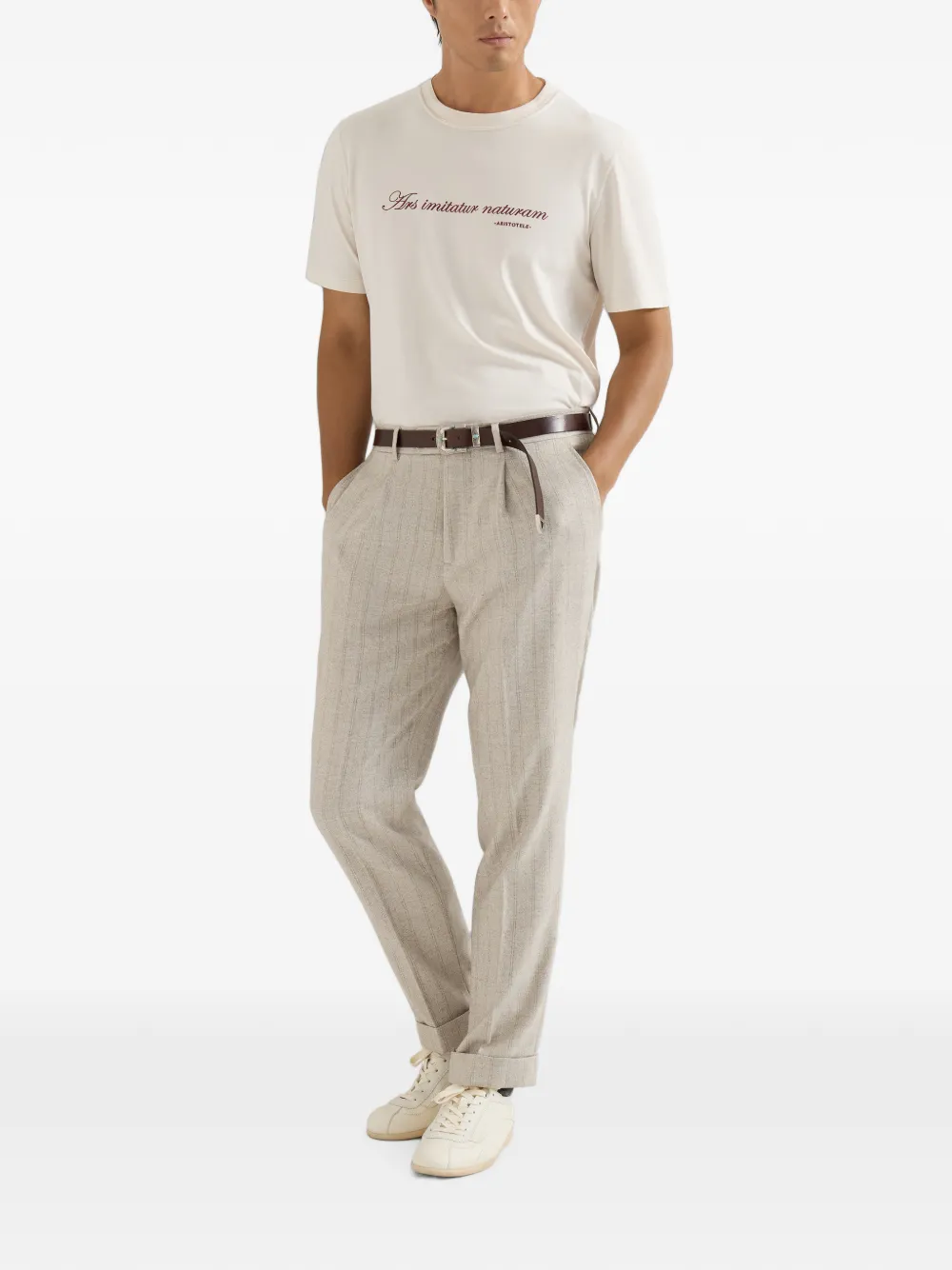 Brunello Cucinelli Plooibroek met krijtstreep Beige
