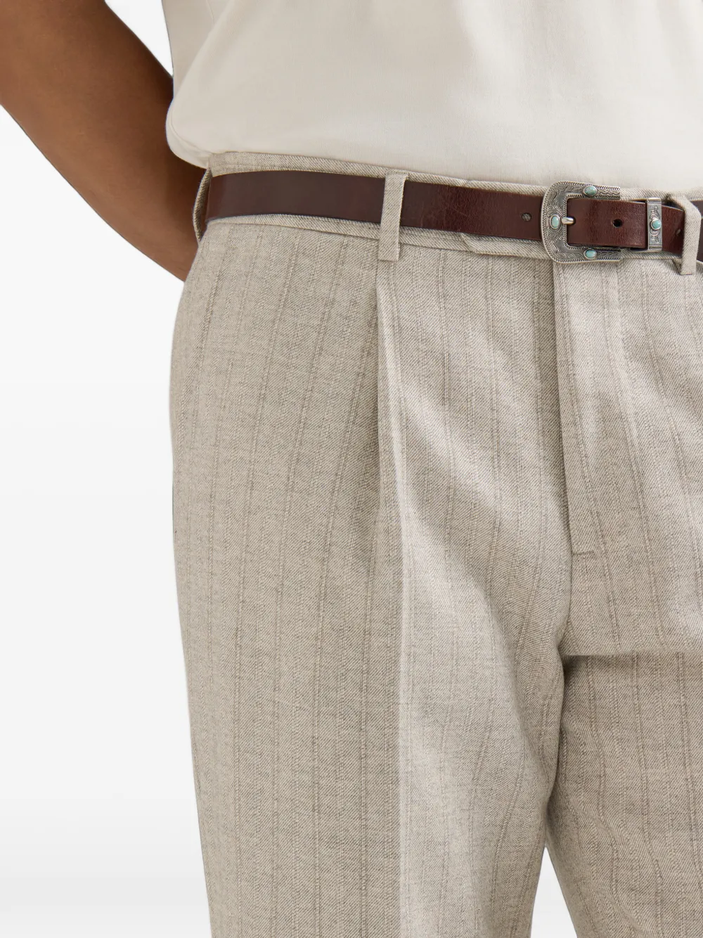 Brunello Cucinelli Plooibroek met krijtstreep Beige