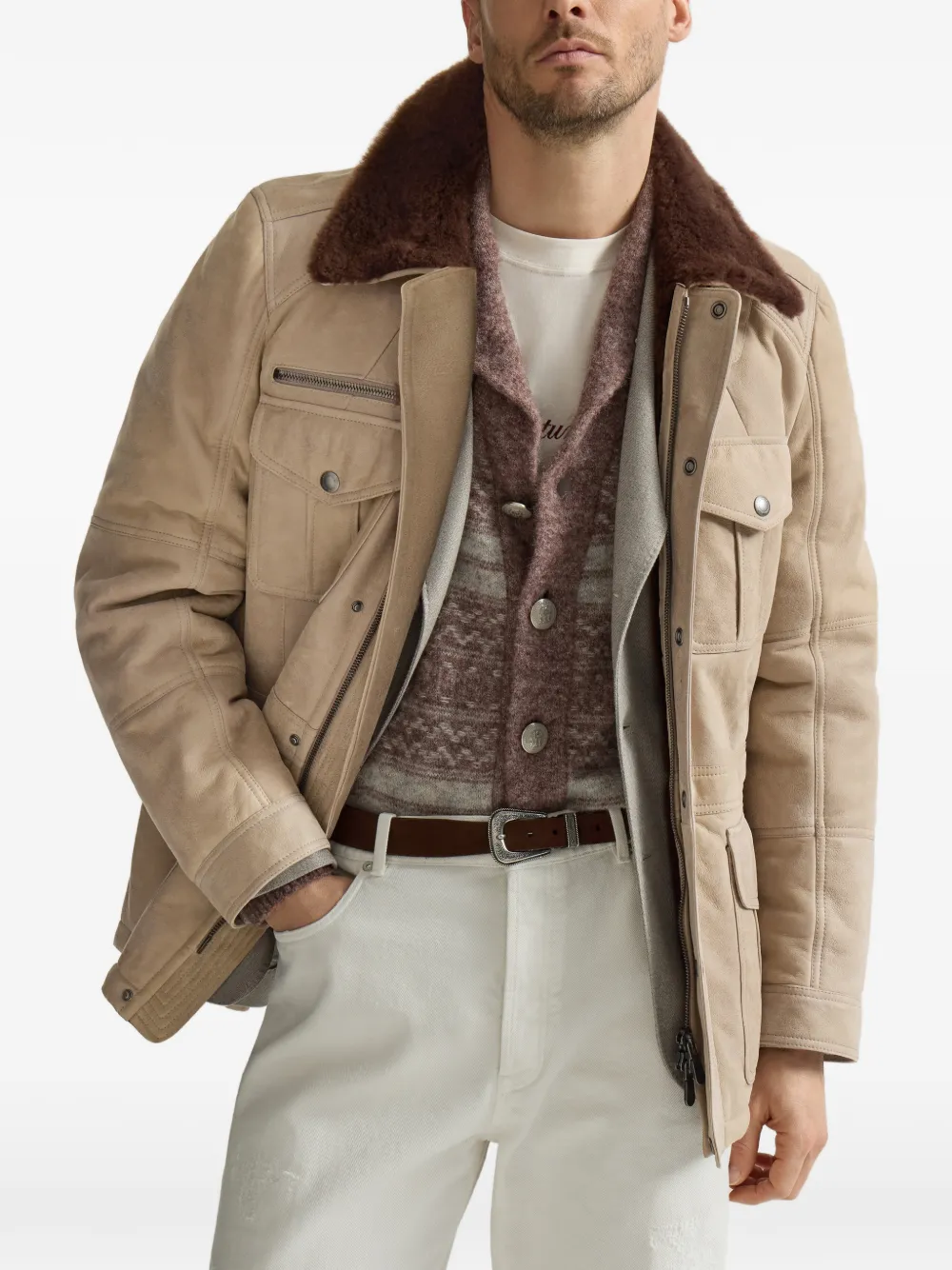 Brunello Cucinelli Lammy safari jack Beige