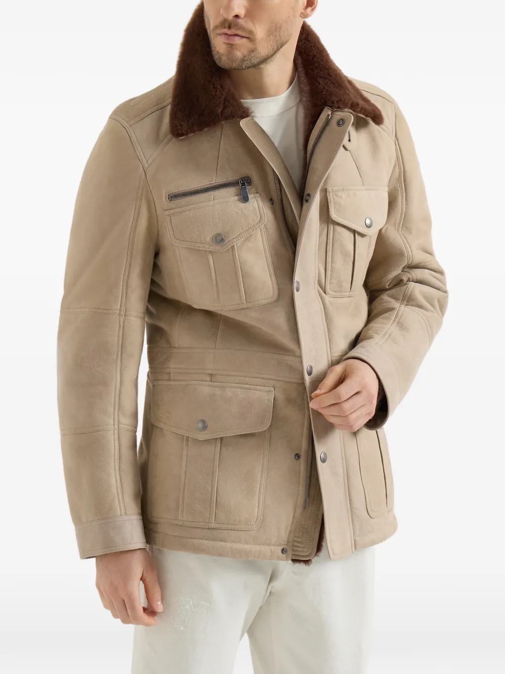 Brunello Cucinelli Lammy safari jack Beige