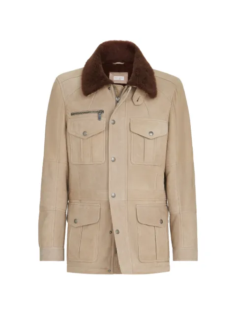 Brunello Cucinelli waxed shearling safari jacket