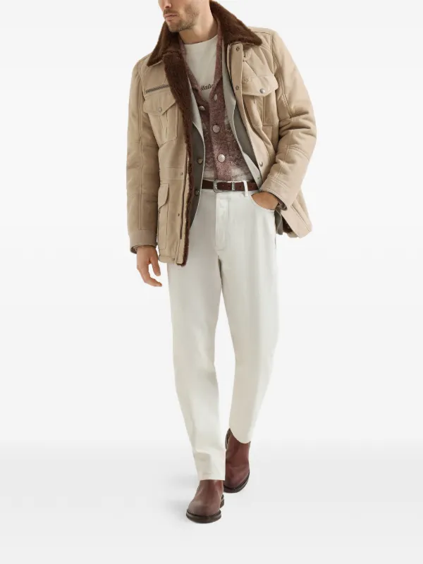 Brunello Cucinelli Shearling Safari Jacket | Neutrals | FARFETCH VN