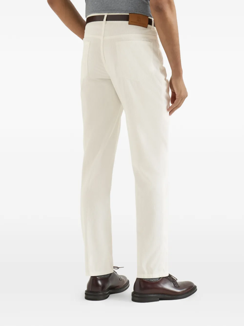 Brunello Cucinelli Katoenen ribfluwelen broek met vijf zakken en geverfd effect Wit