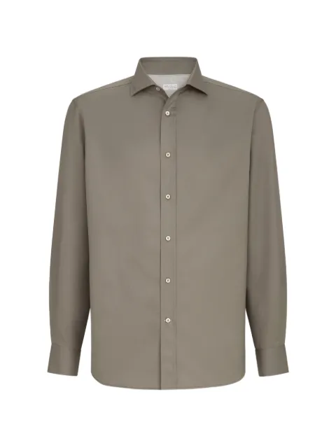Brunello Cucinelli garment-dyed twill shirt with spread collar