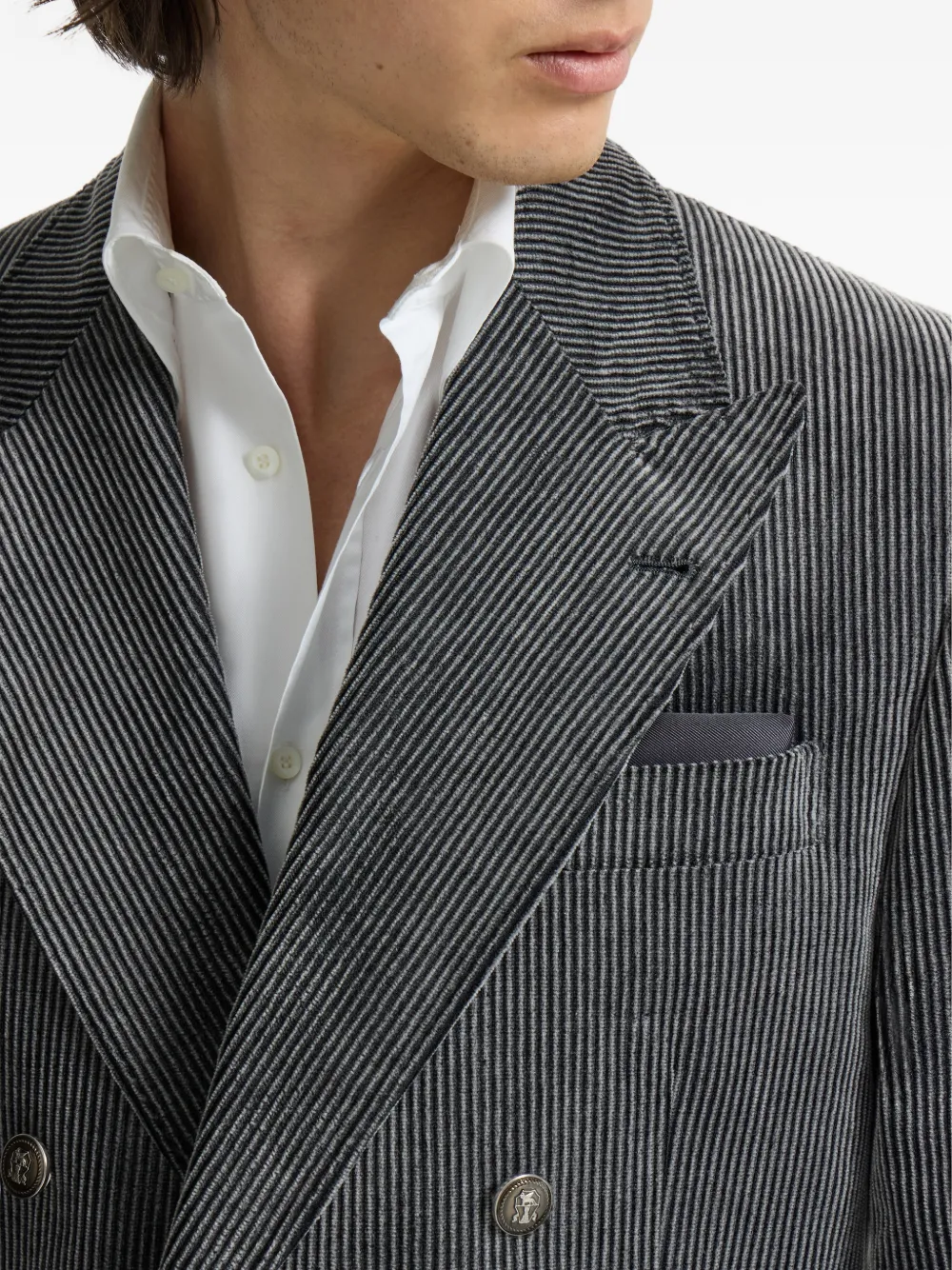 Brunello Cucinelli Zijden pochet met logo-print Grijs