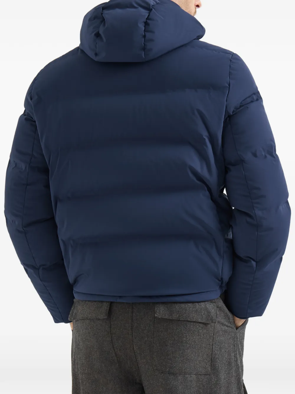 Brunello Cucinelli Nylon donsjack met afneembare capuchon Blauw
