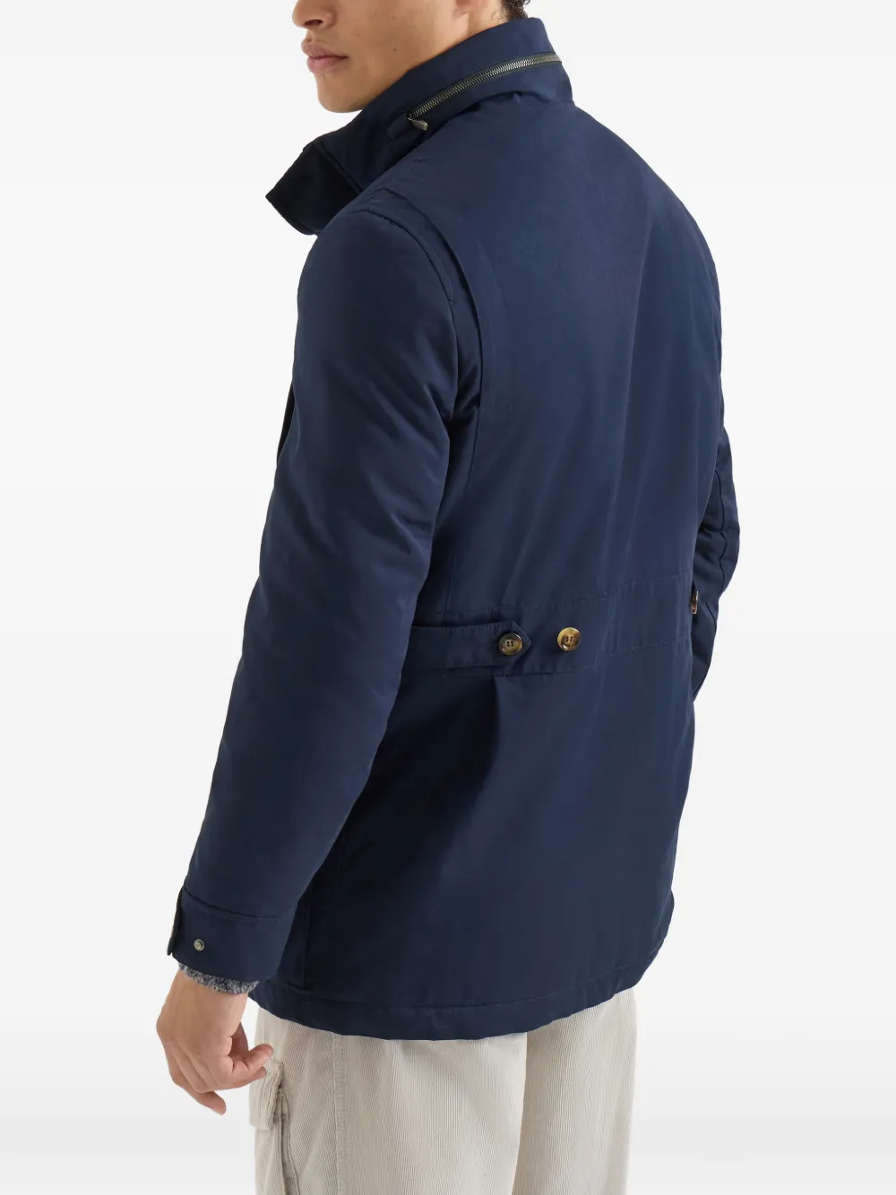 Brunello Cucinelli Waterbestendige parka met Thermore vulling en inpakbare capuchon Blauw