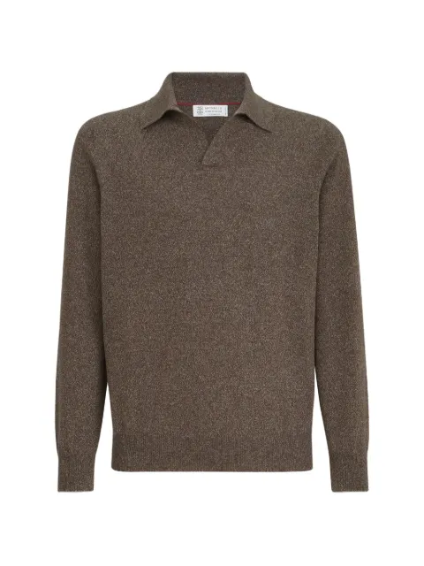 Brunello Cucinelli mouliné cashmere knit polo