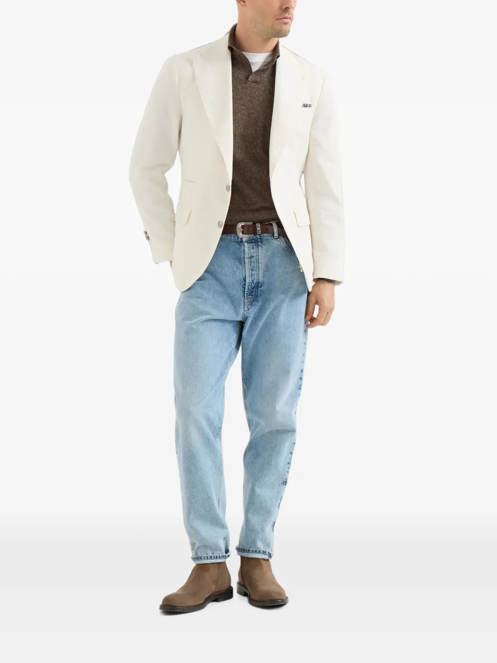 Brunello Cucinelli Mouliné gebreid poloshirt van kasjmier Grijs