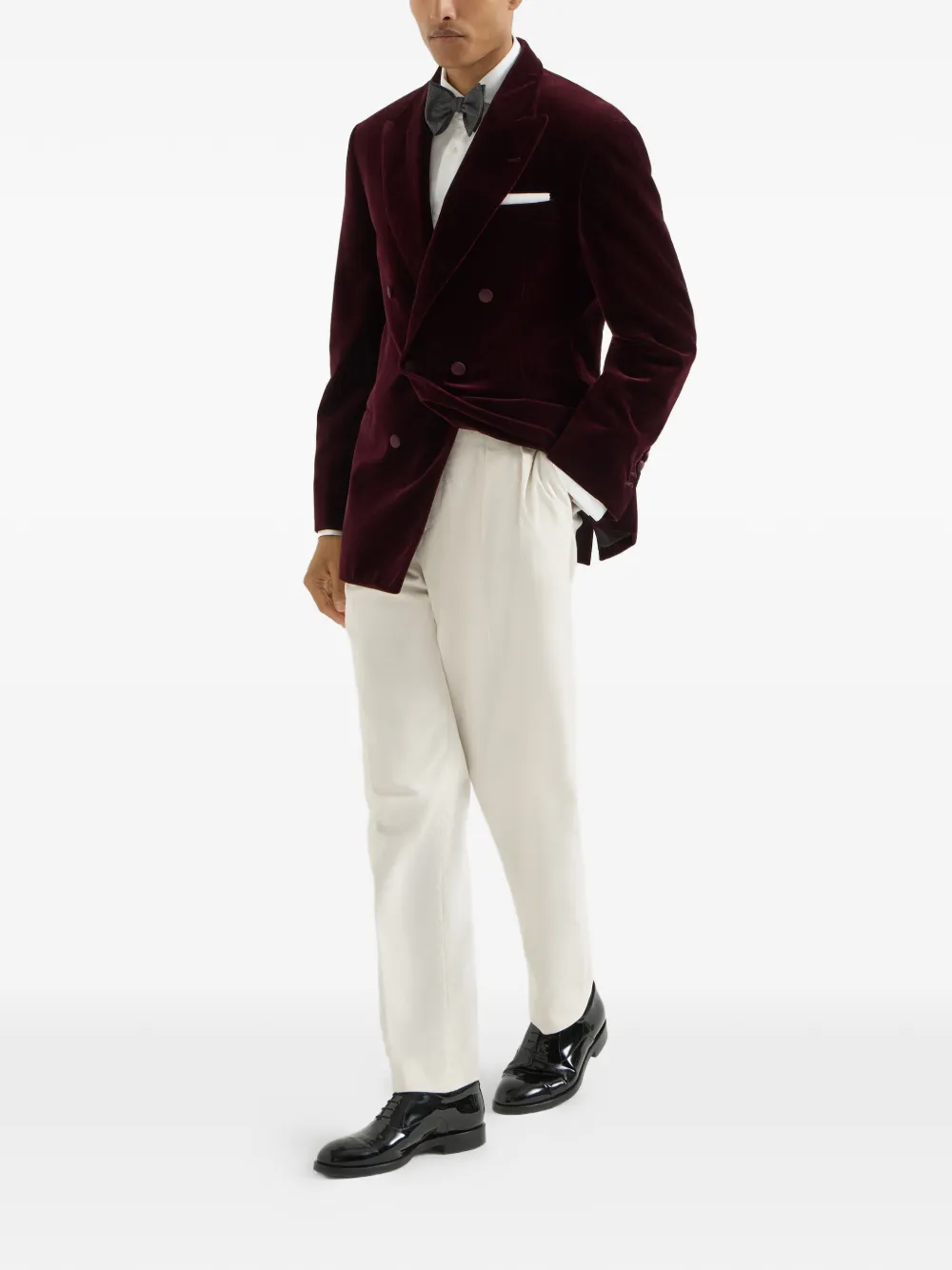  Brunello Cucinelli Sea Island Cotton Narrow-wale Corduroy Tuxedo Trousers With Double Pleats And Tabbed Waistband - Tons Neutres 
