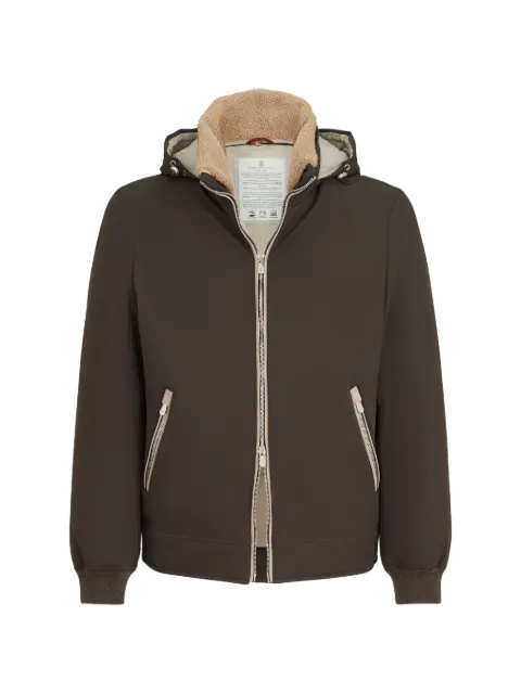 Brunello Cucinelli stretch bonded nylon down jacket with detachable hood