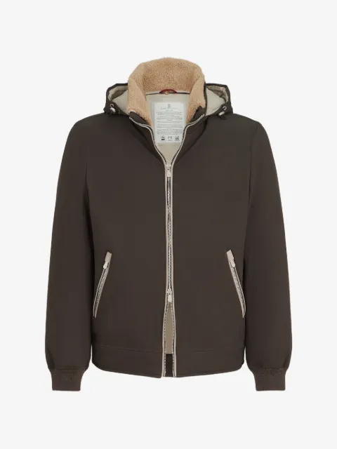 Brunello Cucinelli stretch bonded nylon down jacket with detachable hood