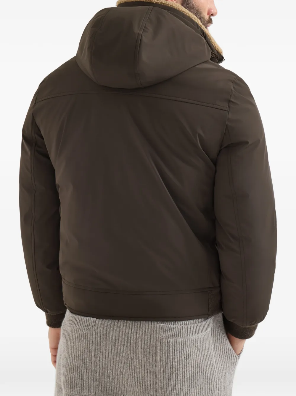 Brunello Cucinelli Nylon donsjack met afneembare capuchon Bruin