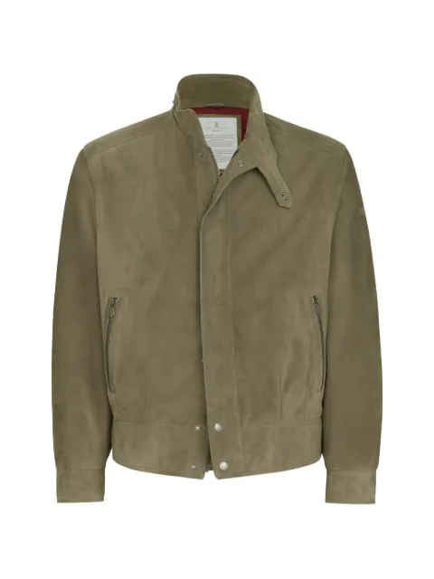Brunello Cucinelli suede outerwear jacket with Thermore® padding and standing collar