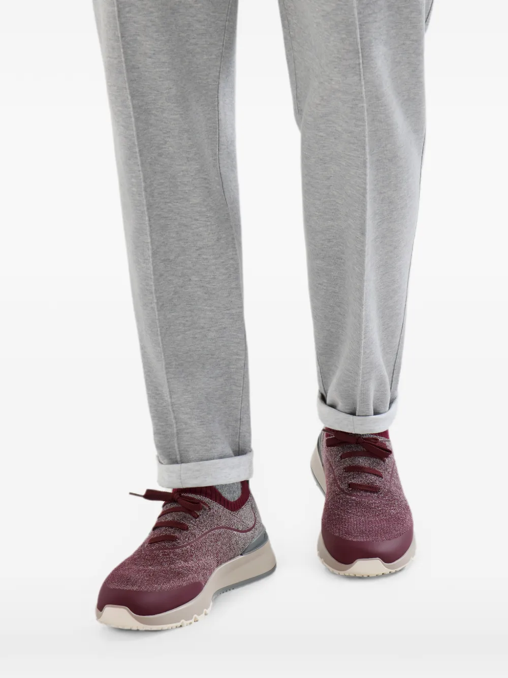Brunello Cucinelli Techno katoenen gebreide sneakers met details Rood