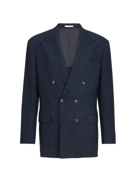 Brunello Cucinelli Prince of Wales flannel one-and-a-half breasted blazer