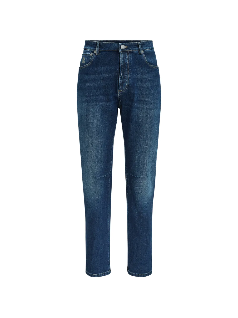 Brunello Cucinelli 컴포트 코튼 데님 레저 핏 5 포켓 팬츠 | 블루 | Image 1