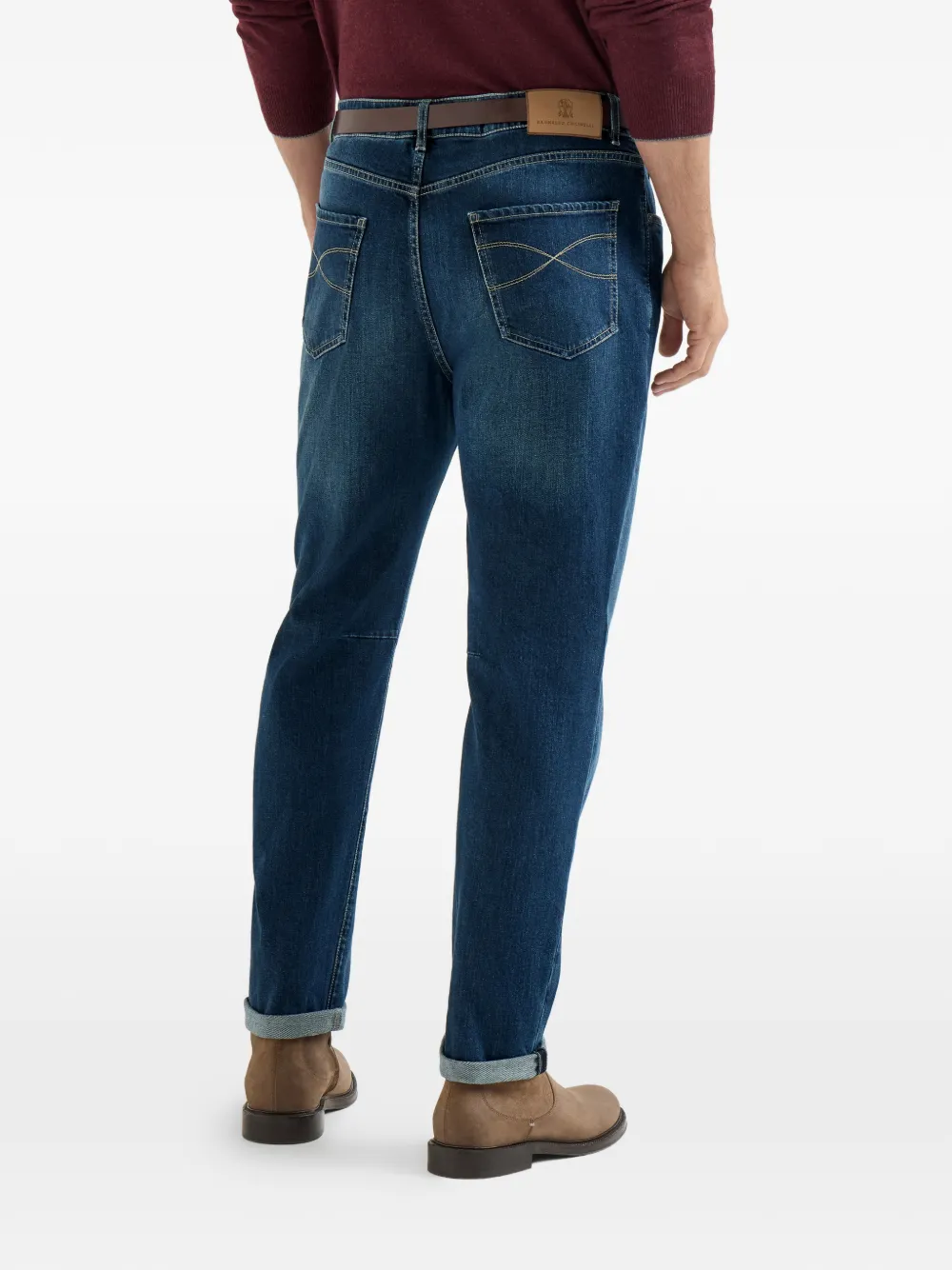 Brunello Cucinelli Jeans met vervaagd effect en riemlussen Blauw