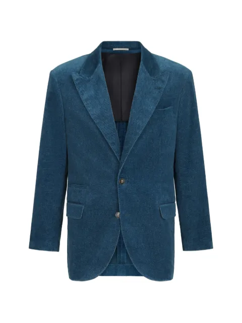 Brunello Cucinelli denim-effect cotton velvet Tailor blazer with peak lapels