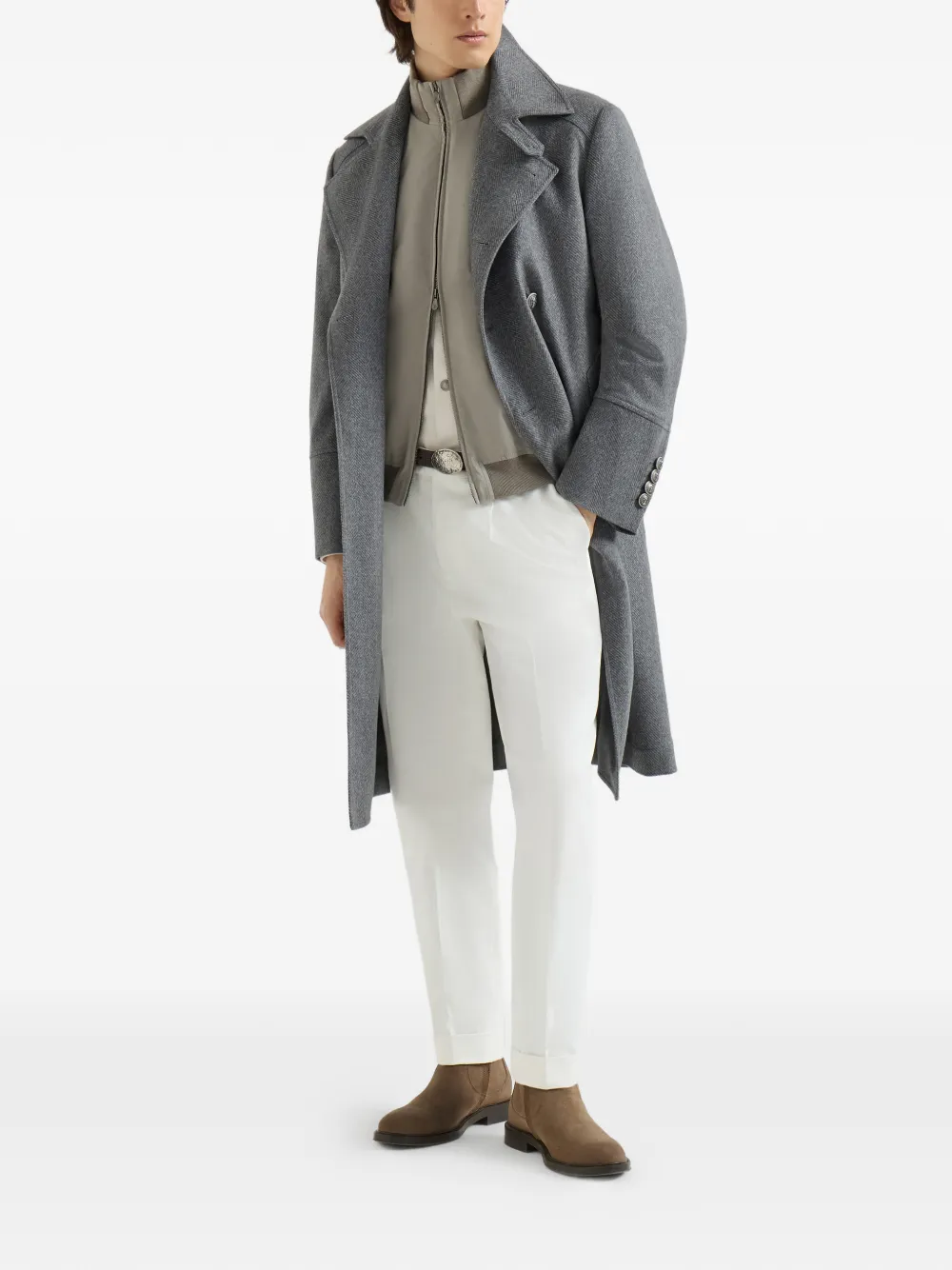 Brunello Cucinelli Nylon bodywarmer met capuchon en Thermore voering Grijs