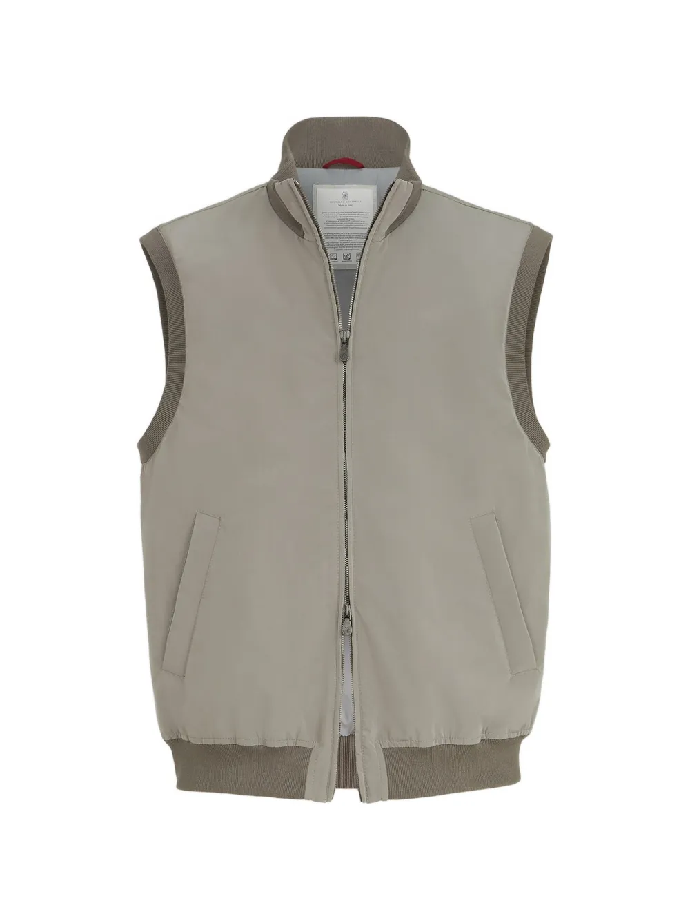 Brunello Cucinelli Nylon bodywarmer met capuchon en Thermore voering Grijs