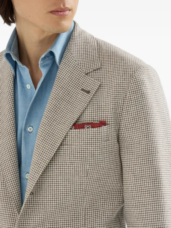 Brunello Cucinelli wool, Alpaca And Silk Houndstooth Deconstructed