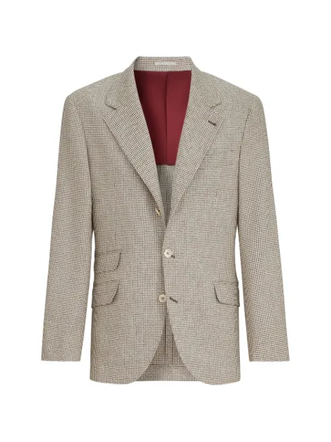 Brunello Cucinelli wool, alpaca and silk houndstooth deconstructed Cavallo blazer